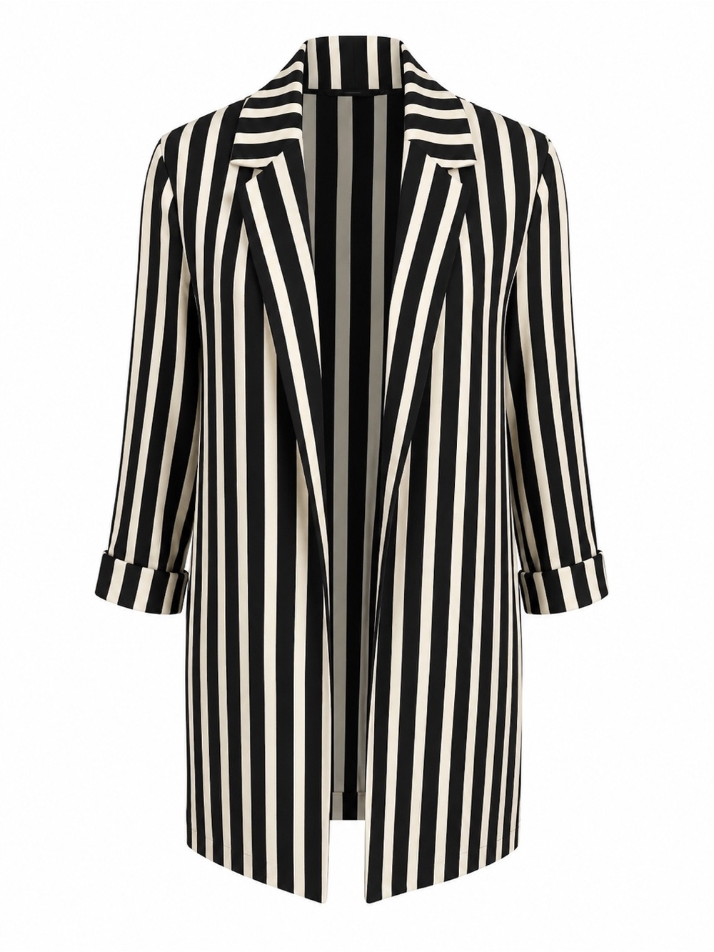 Alice+Olivia Black and White Striped Open-Front Blazer Jacket Size M - Picture 3 of 7